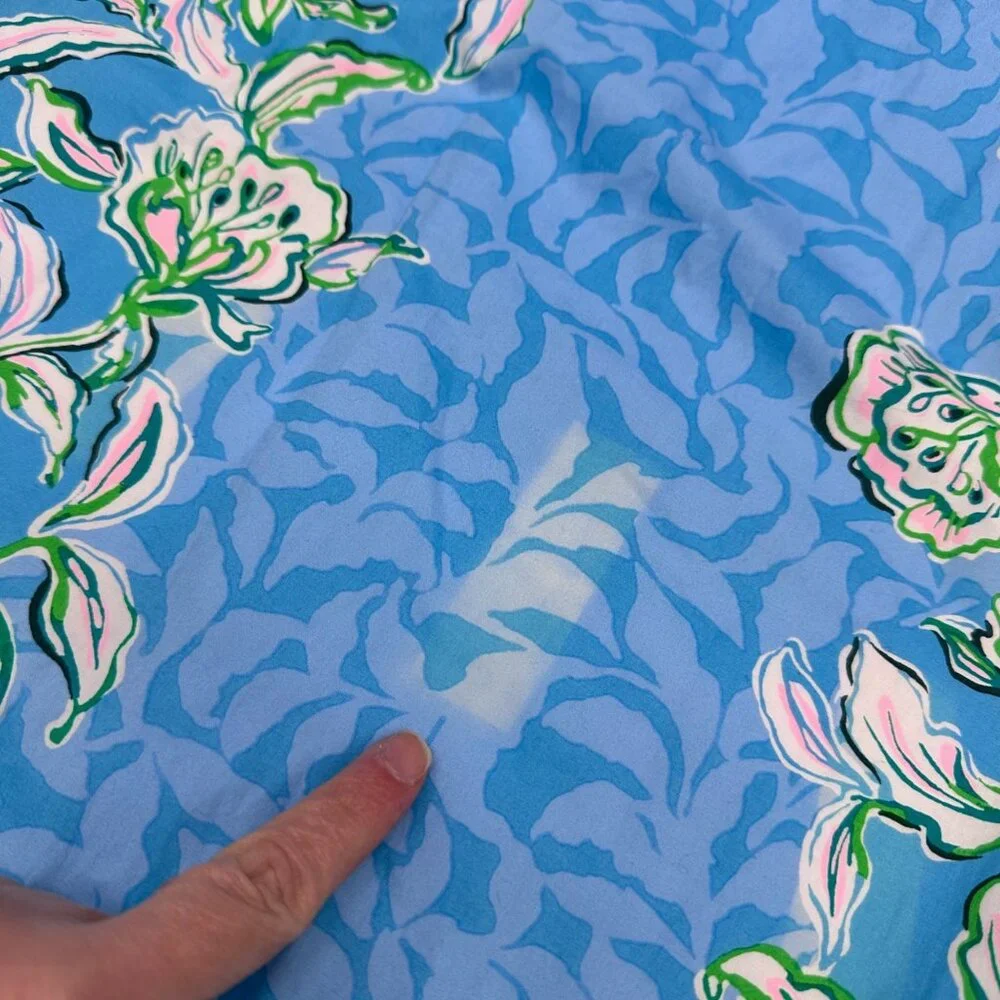 Lilly Pulitzer XXS Blue Green Floral Barbara Maxi Dress Puff 3/4 Sleeves READ - Picture 10 of 12
